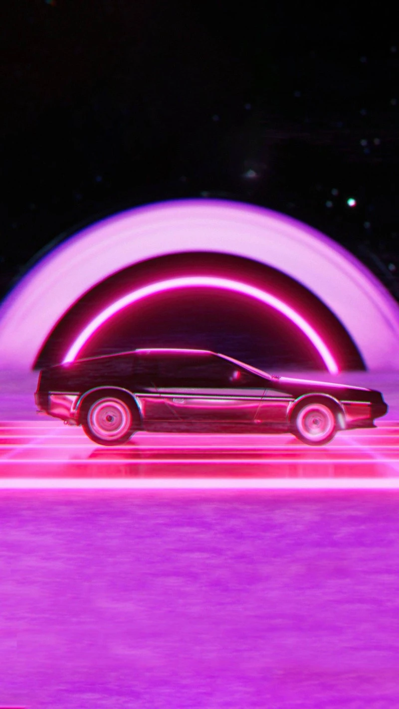 Back to the Future in Neon 4K Mobile Wallpaper