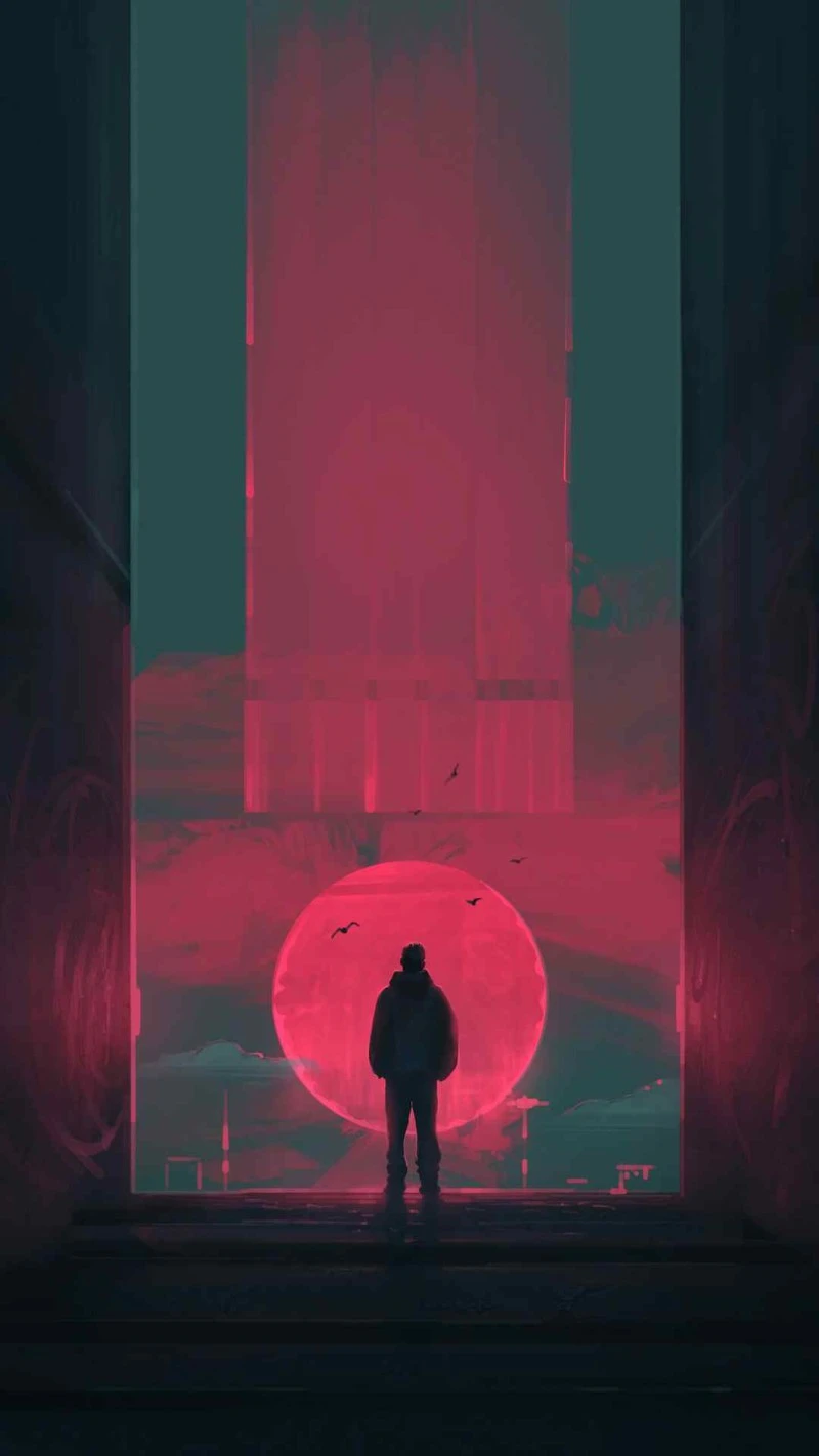 Contemplating the Red Sun 4K Mobile Wallpaper