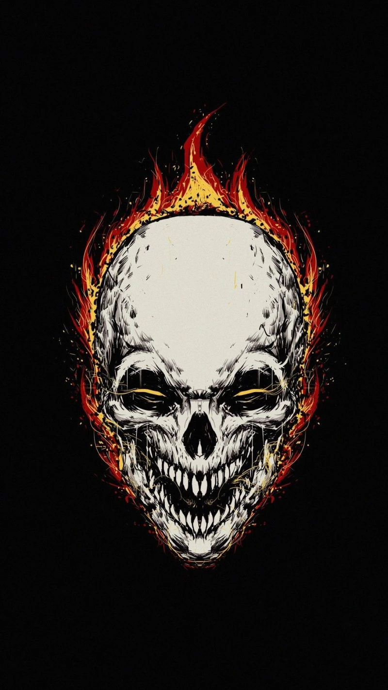 Burning Skull 4K Mobile Wallpaper