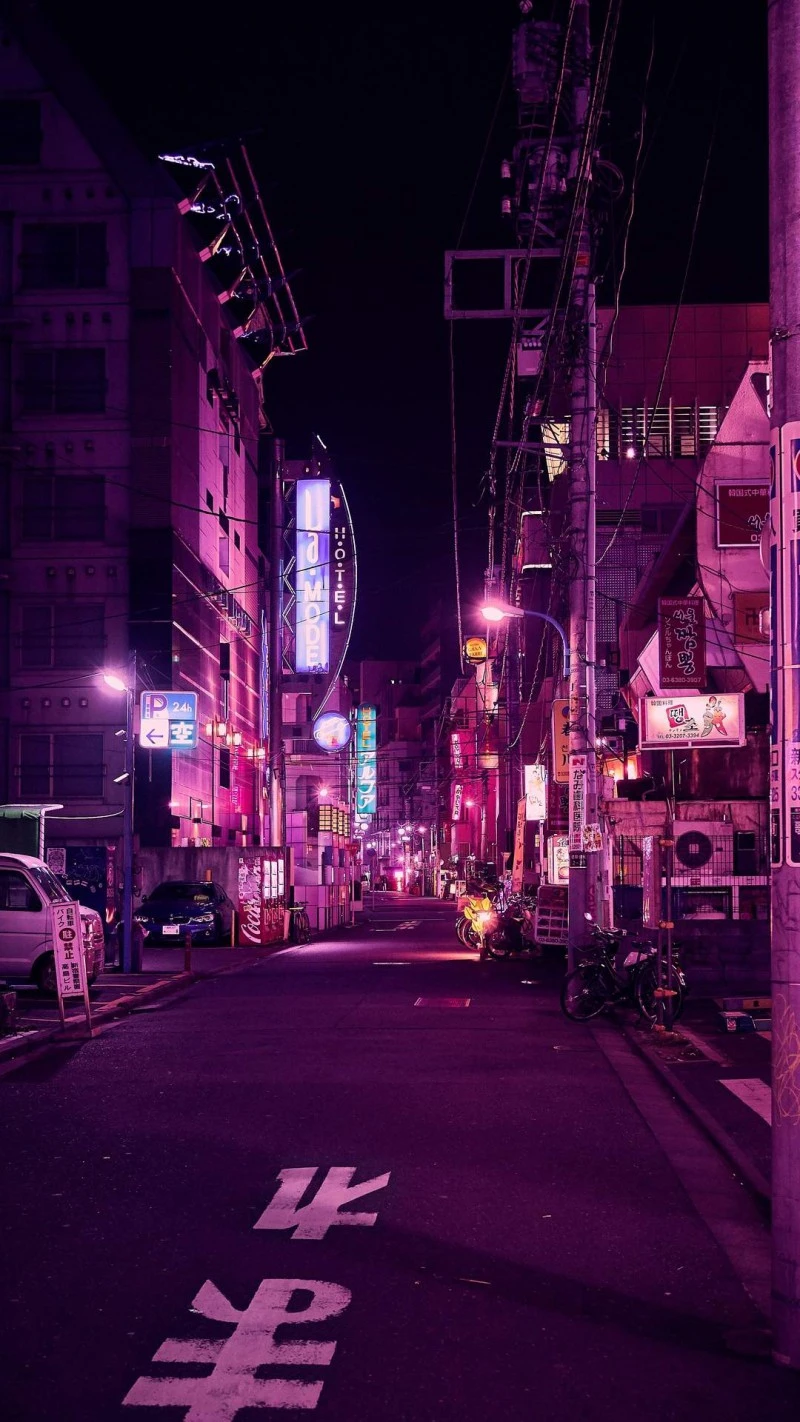 Neon Tokyo Street at Night 4K Mobile Wallpaper