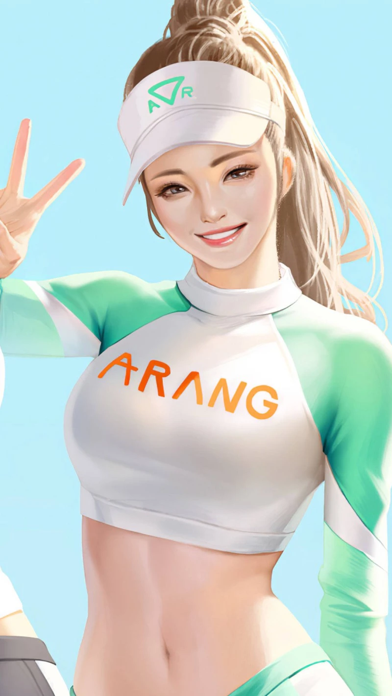 Cheerful Anime Girl in Athletic Wear 4K Mobile Wallpaper