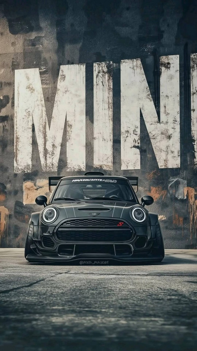 Dark Mini Cooper Widebody Graffiti Urban Wallpaper 4K Modified mini Wallpaper