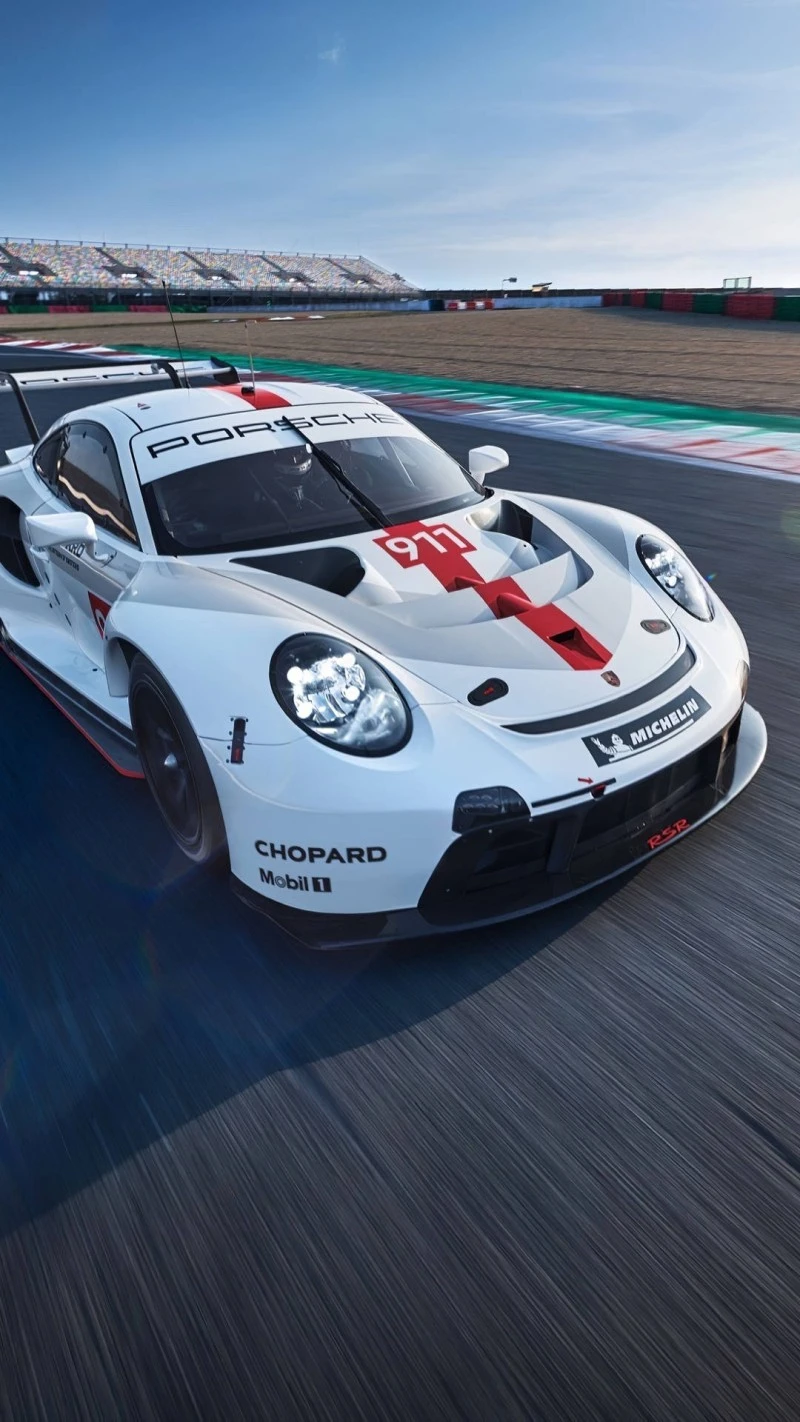 Porsche 911 RSR on Track 4K Mobile Wallpaper Free Download