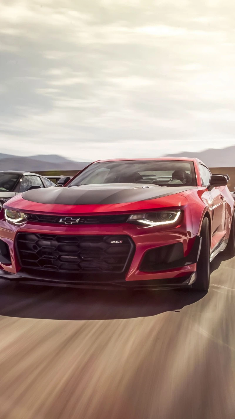 Red Camaro ZL1 on the Track 4K Mobile Wallpaper