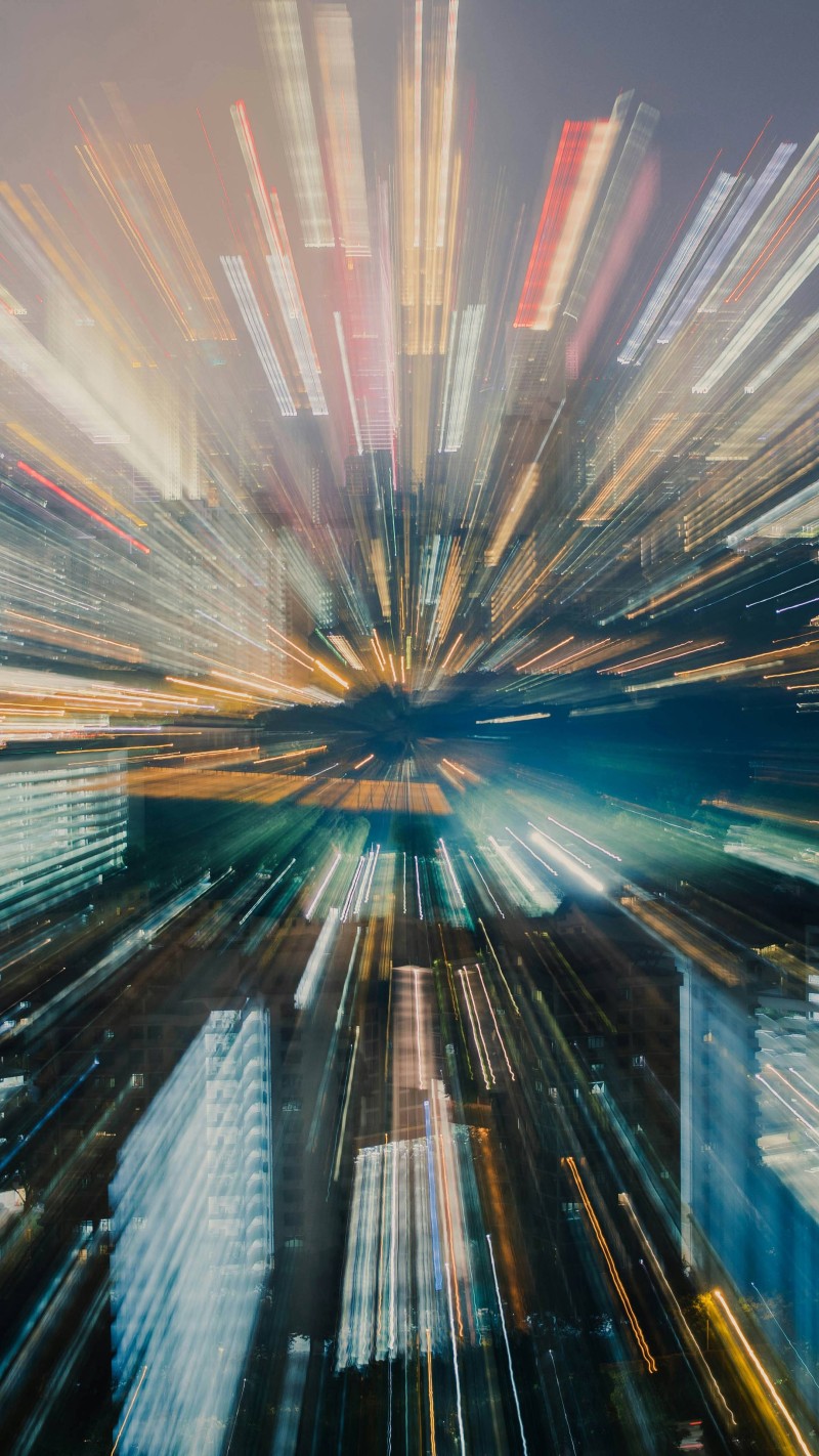 Abstract City Lights Zoom Blur Effect 4K Lights Wallpaper