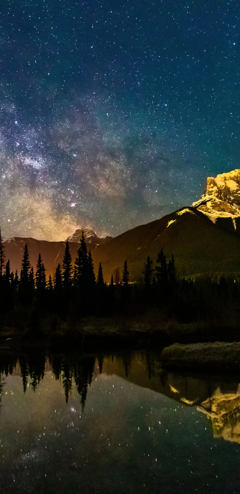 Milky Way over Mountain Lake 4K Mobile Wallpaper