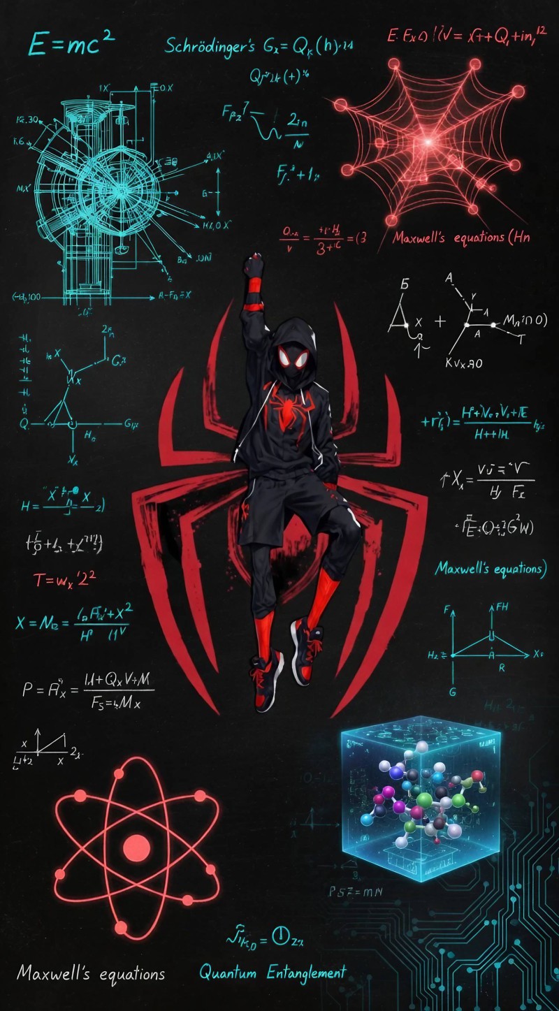 Miles Morales Red Spider-Man Science Formula Wallpaper 4K Quantum Wallpaper