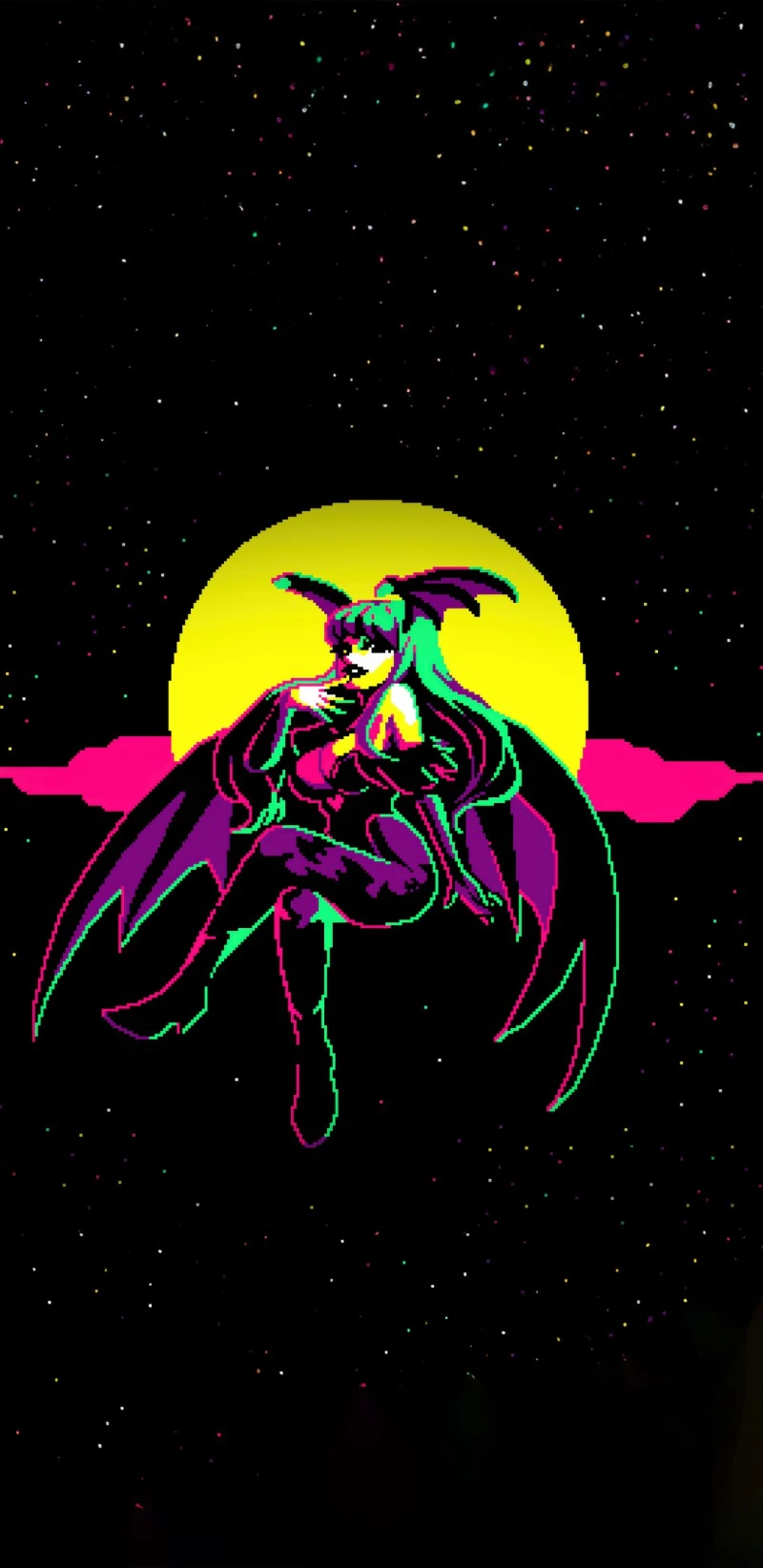 Retro Morrigan Aensland 4K Mobile Wallpaper