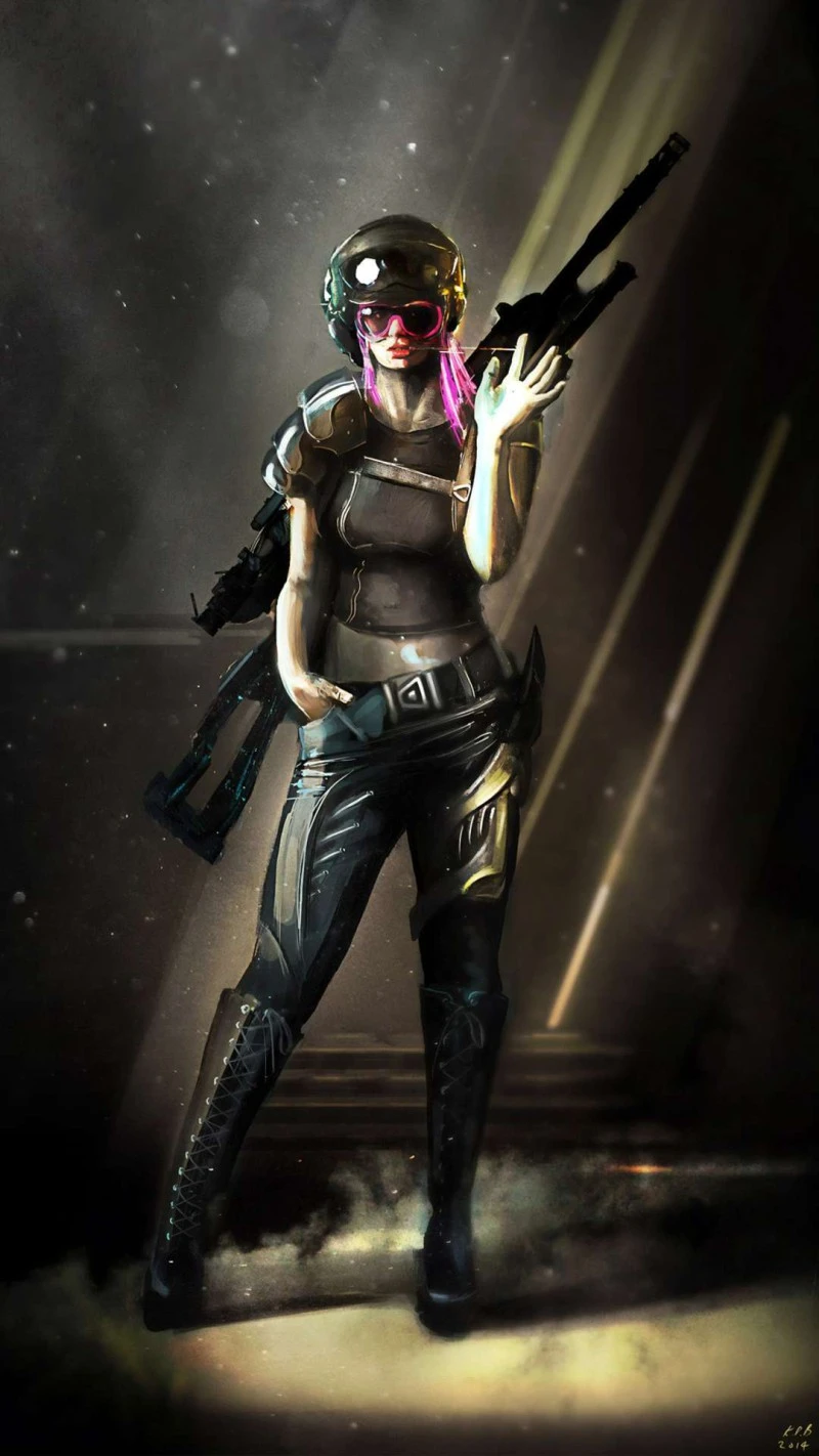 Futuristic Female Soldier 4K Mobile Wallpaper