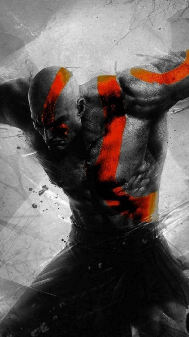 God of War: Kratos in monochrome 4K Mobile Wallpaper