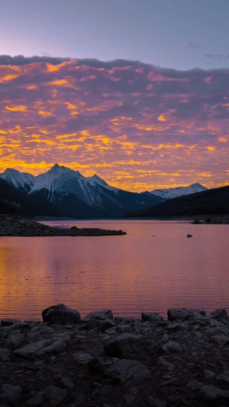 Serene Lake at Sunrise 4K Mobile Wallpaper