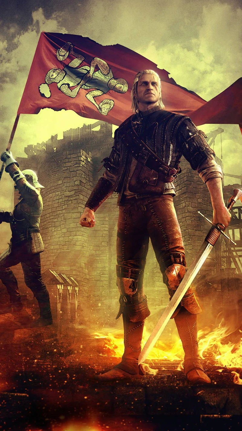 Geralt of Rivia in Battle 4K Mobile Wallpaper