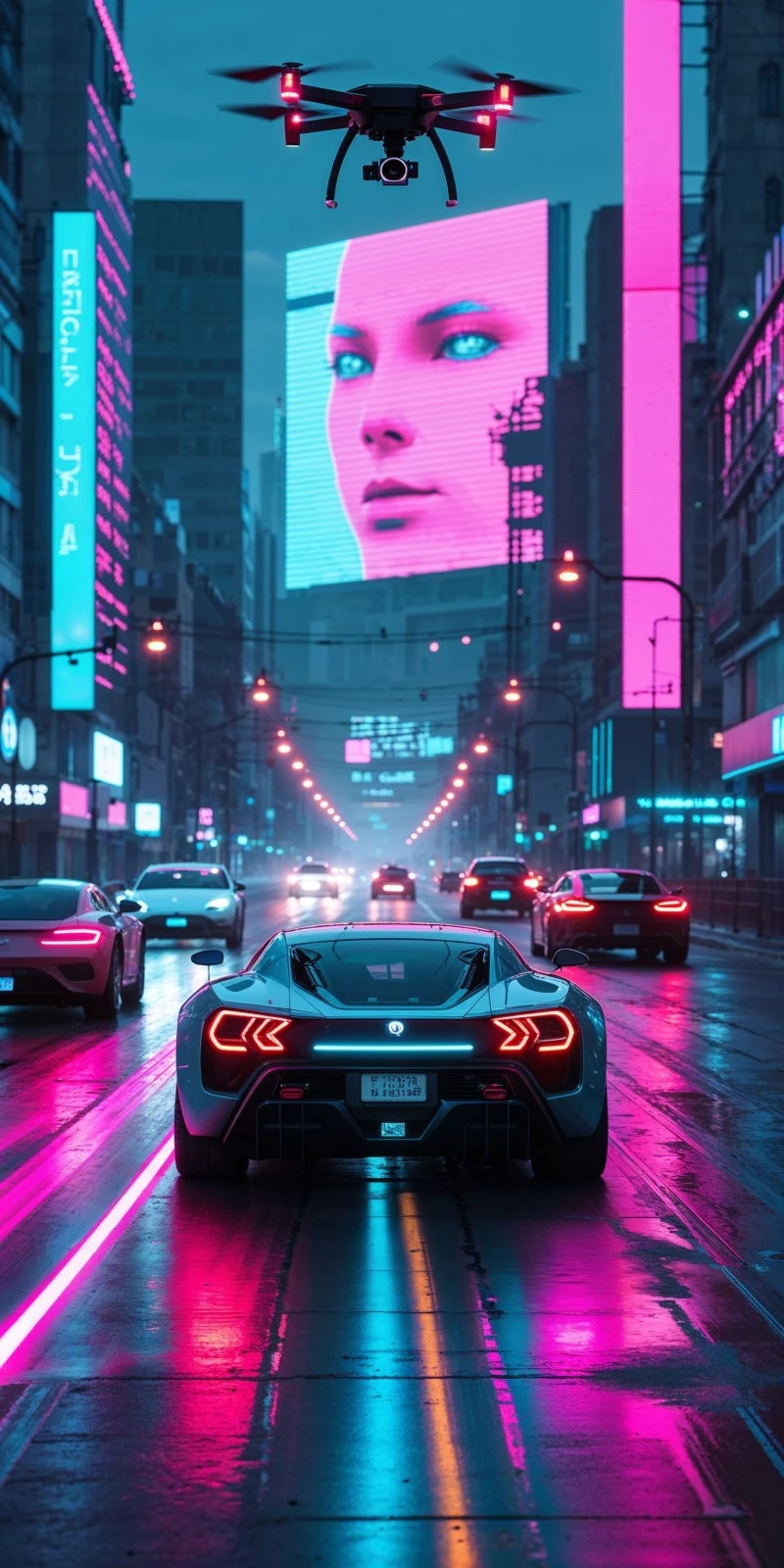 Futuristic City Traffic Management 4K Mobile Wallpaper