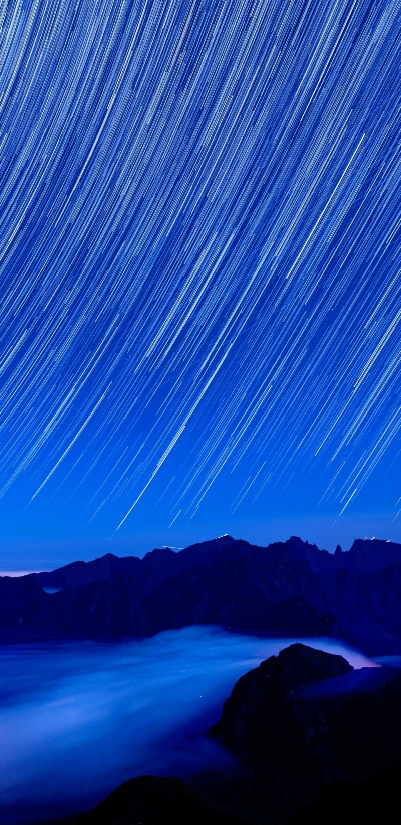 Star Trails over Mountain Range 4K Mobile Wallpaper