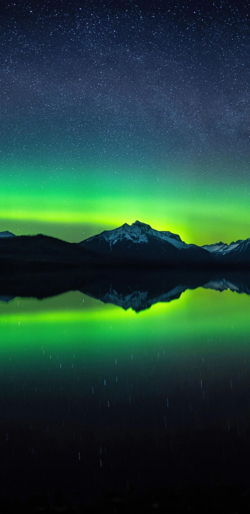 Northern Lights Reflected in a Calm Lake 4K Mobile Wallpaper