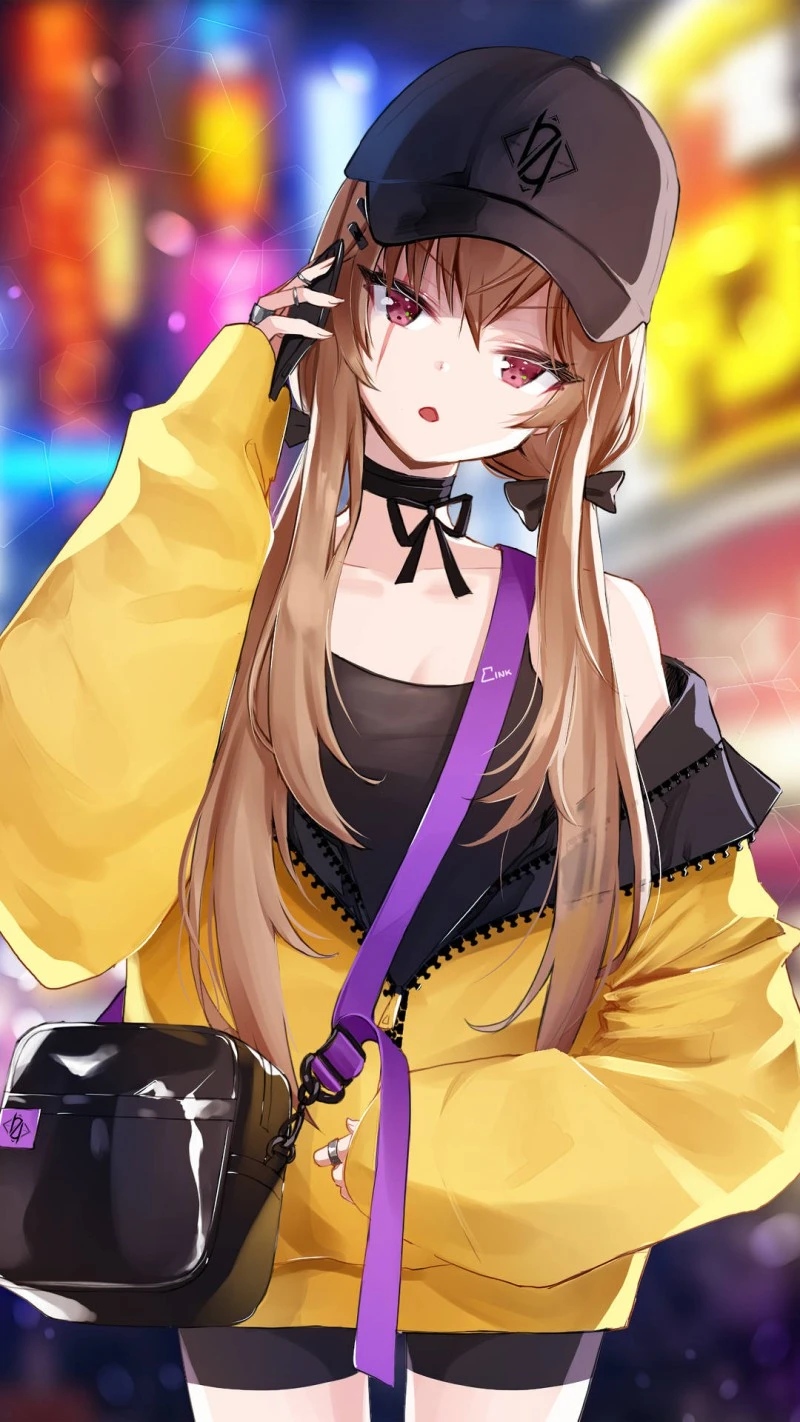 Anime Girl in Yellow Jacket 4K Mobile Wallpaper