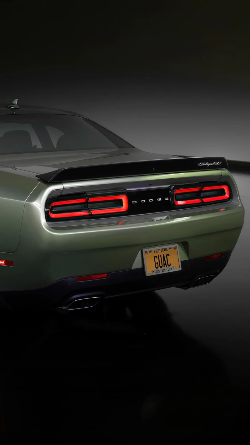 Green Dodge Challenger Rear View 4K Mobile Wallpaper