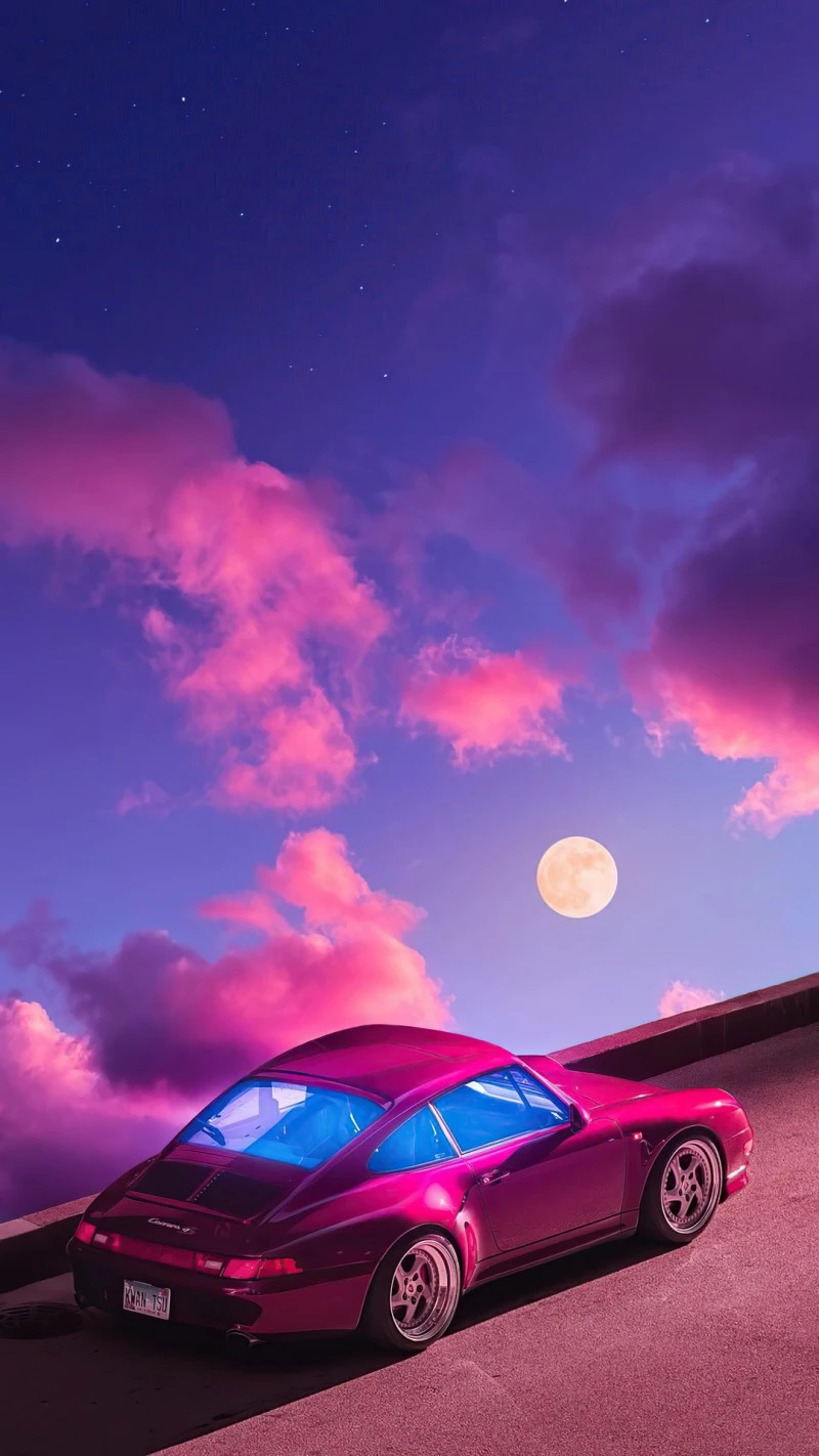 Porsche 911 Under the Moonlight 4K Mobile Wallpaper