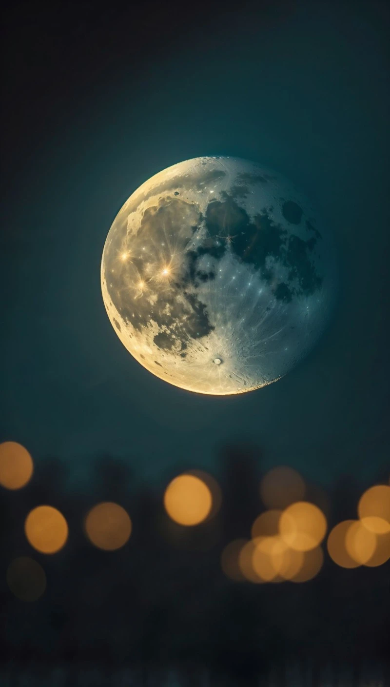 AI-Enhanced Lunar Image with Bokeh 4K Mobile Wallpaper