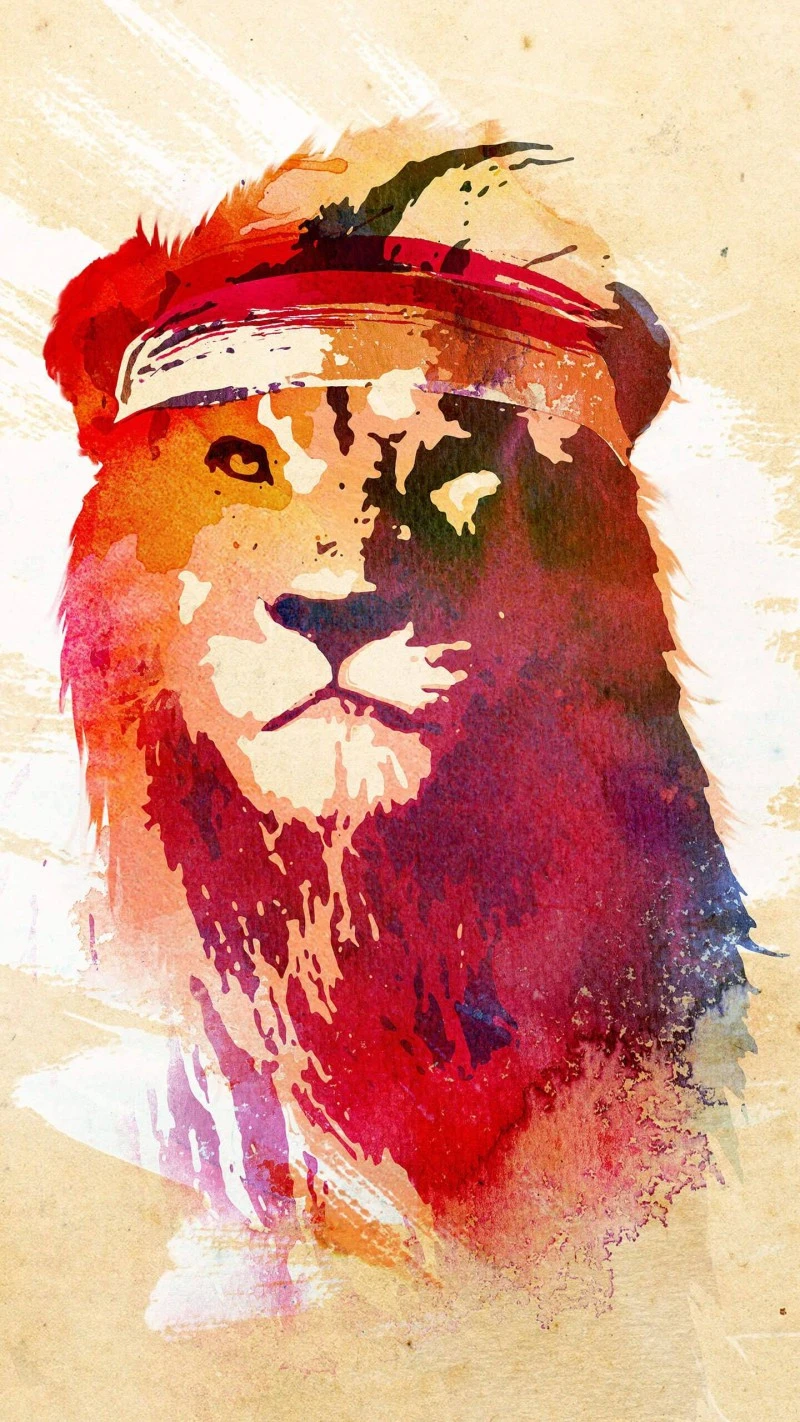 Lion with Headband 4K Mobile Wallpaper