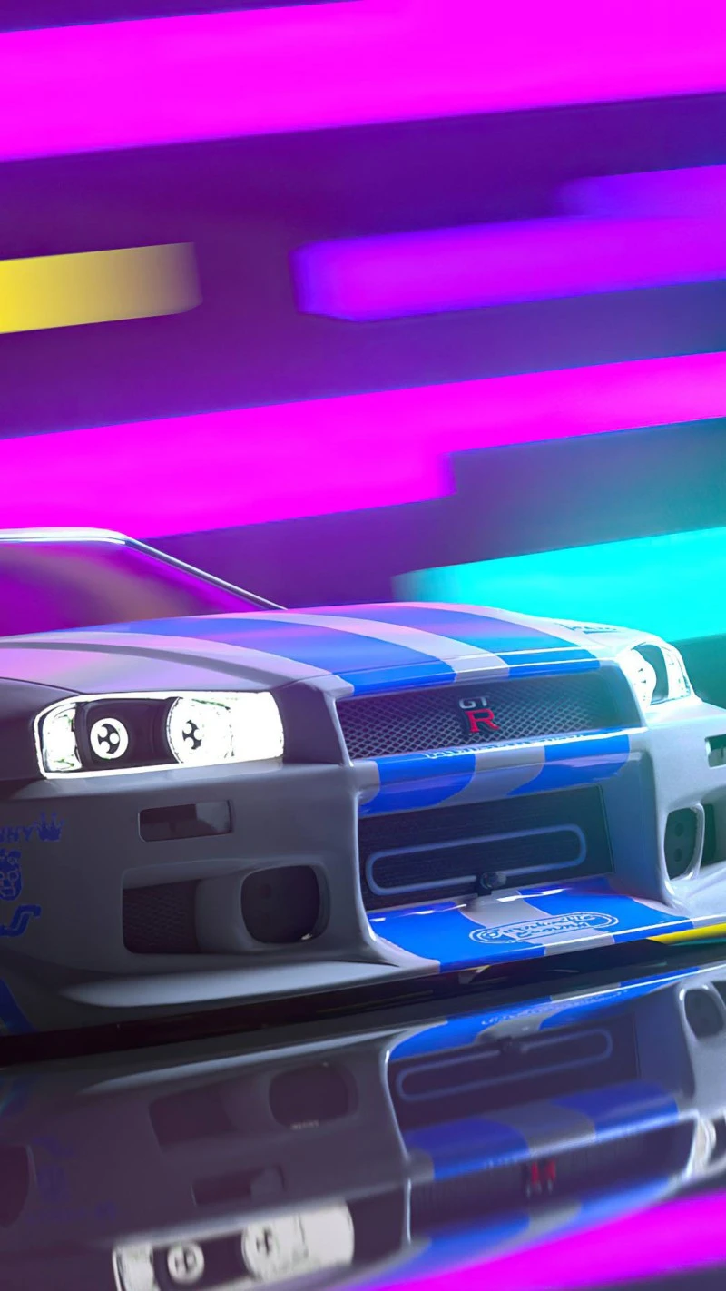 Neon Skyline R34 4K Mobile Wallpaper