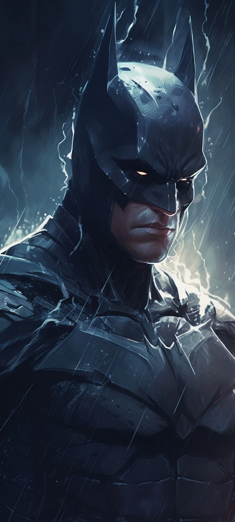 Batman in the Storm 4K Mobile Wallpaper