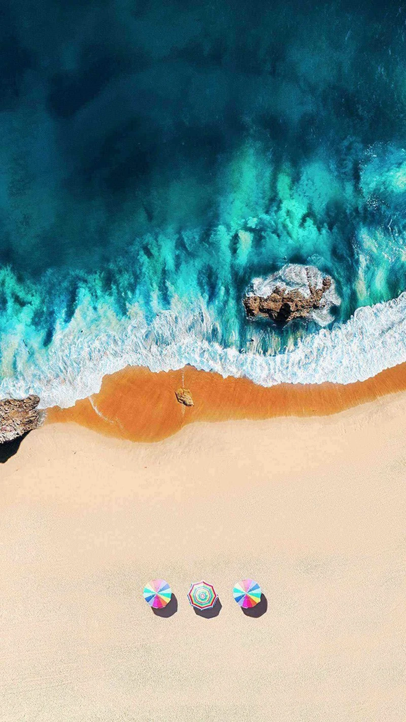 Beach Umbrellas from Above 4K Mobile Wallpaper