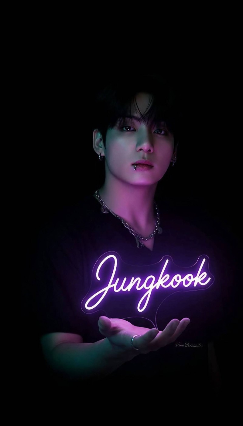 BTS Jungkook Neon Glow Dark Aesthetic Wallpaper 4K Glow Wallpaper