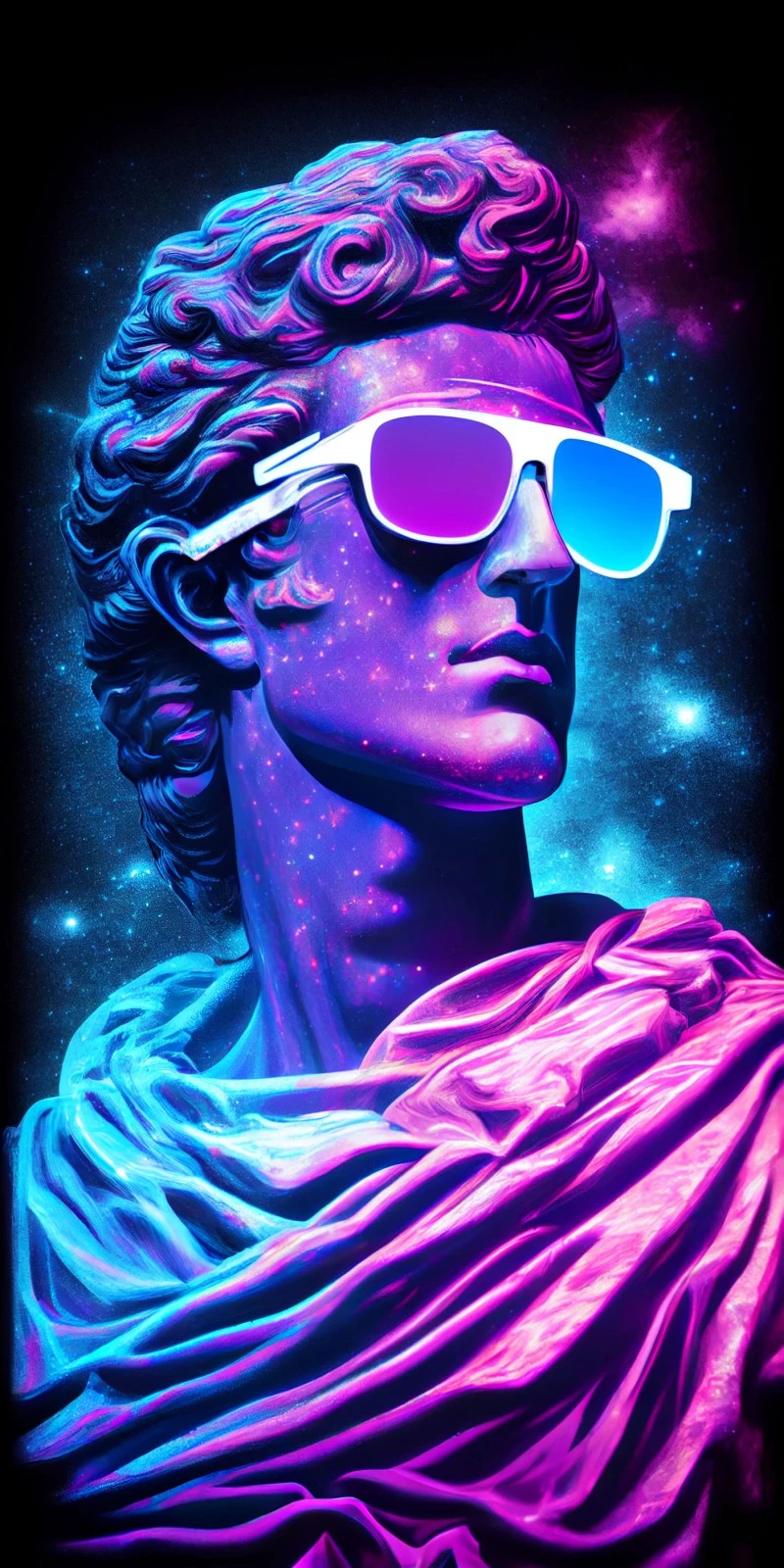 Retro-Futuristic Classical Bust 4K Mobile Wallpaper