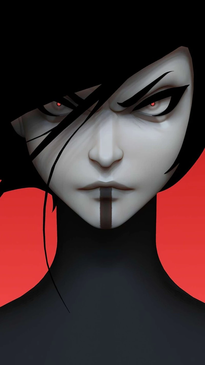 Fierce Woman with Red Eyes 4K Mobile Wallpaper