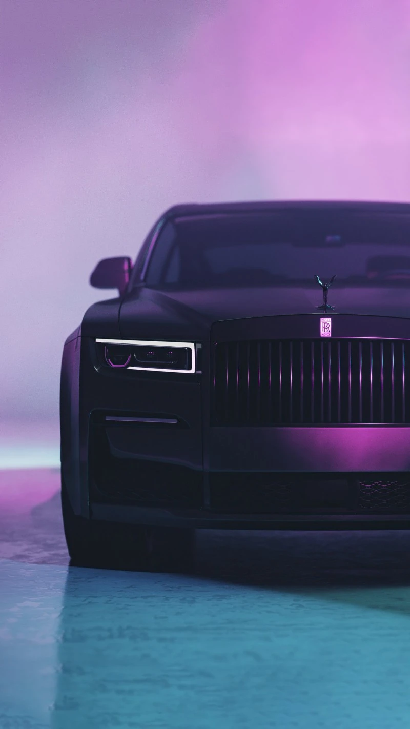 Rolls-Royce Ghost in Neon Light 4K Mobile Wallpaper