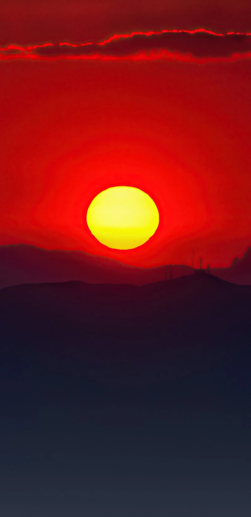 Fiery Sunset over the Mountains 4K Mobile Wallpaper