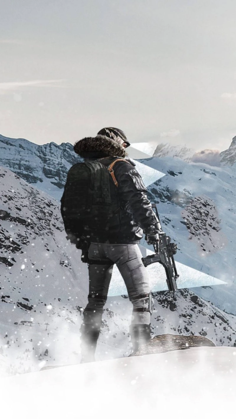 Lone Soldier in Snowy Mountains 4K Mobile Wallpaper