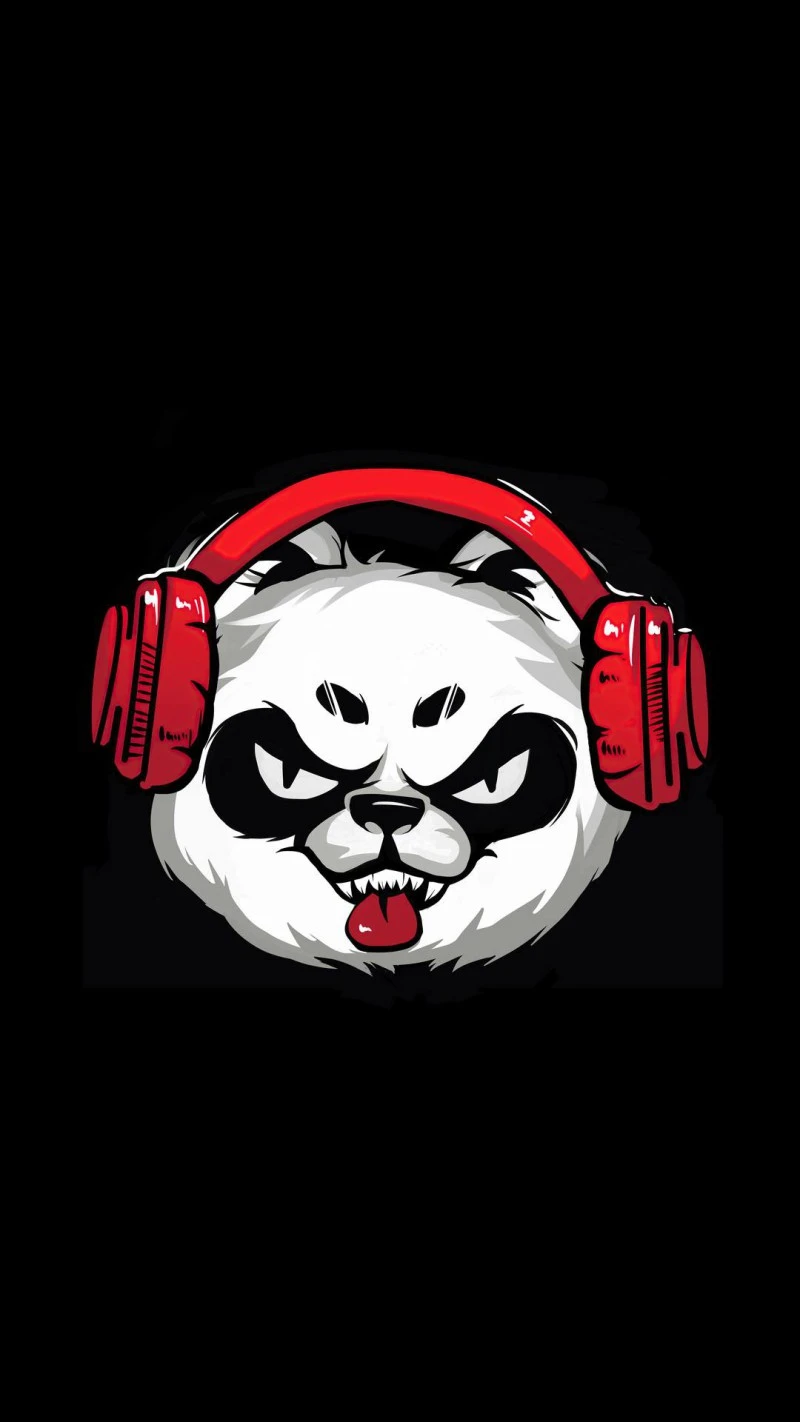 Panda with Headphones 4K Mobile Wallpaper