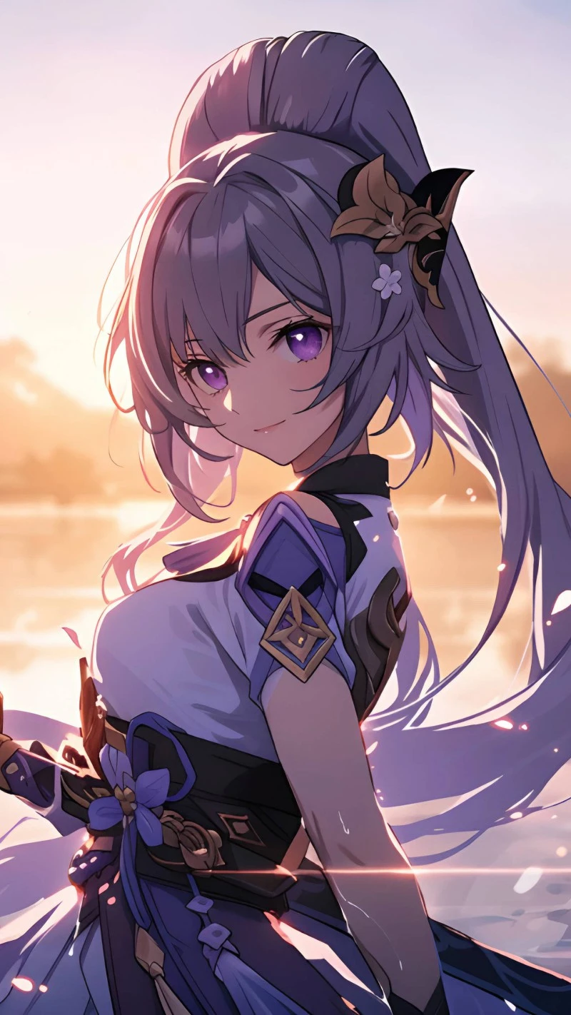 Anime Girl by the Sea 4K Mobile Wallpaper