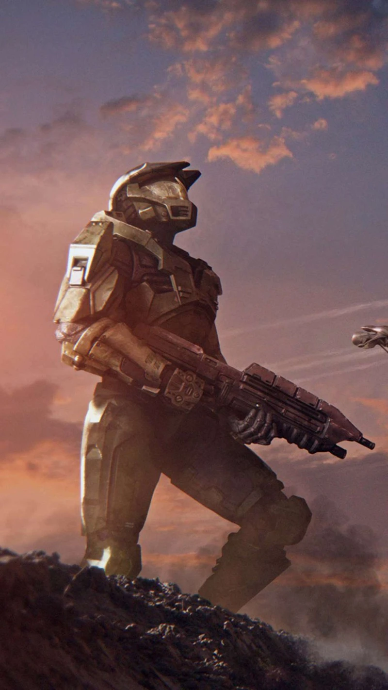Halo Spartan in Sunset 4K Mobile Wallpaper
