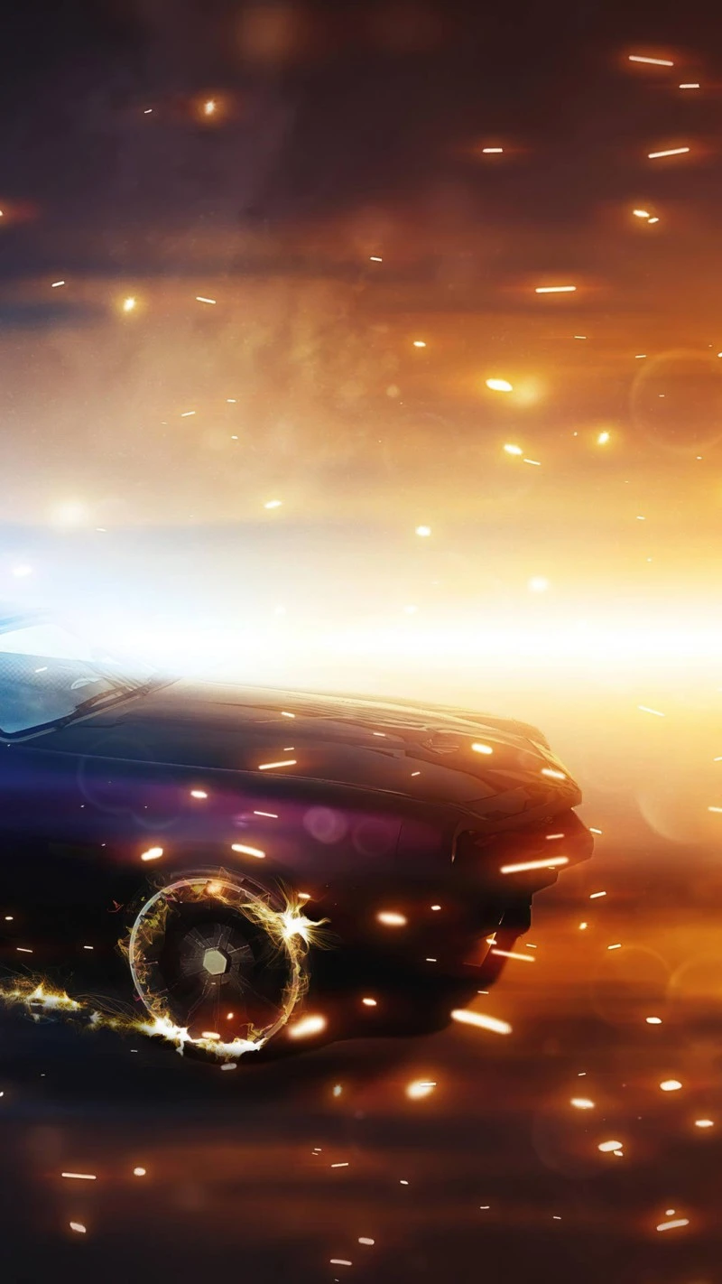 Futuristic Car Speeding Through Space 4K Mobile Wallpaper