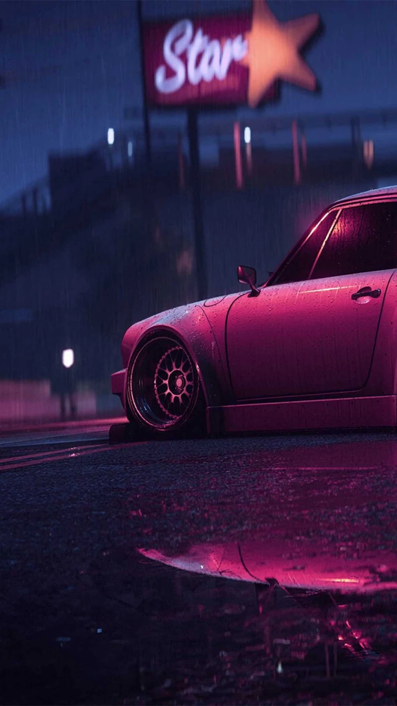 Rainy Night Porsche 4K Mobile Wallpaper