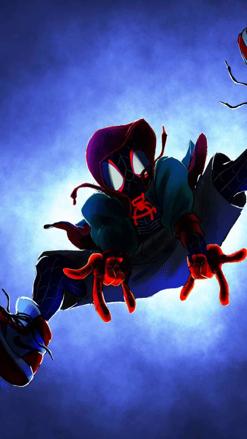 Into the Spider-Verse - Miles Morales Leaping 4K Mobile Wallpaper