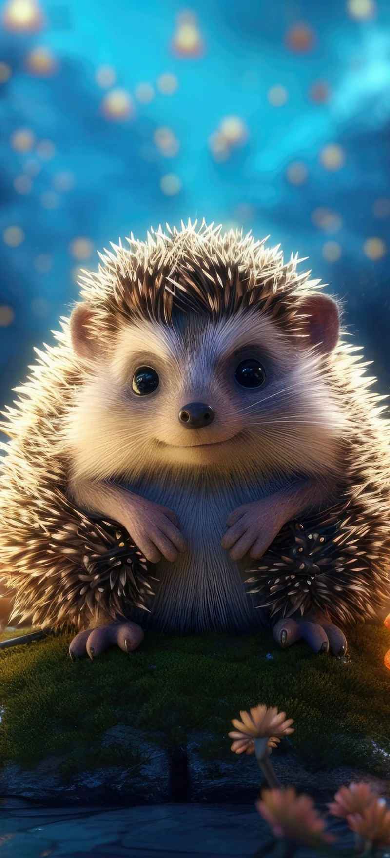 Charming Hedgehog in a Magical Setting 4K Mobile Wallpaper