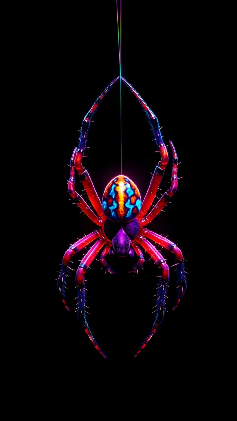 Neon Spider Web Aesthetic Dark Wallpaper iPhone Background 4K Mobile Wallpaper