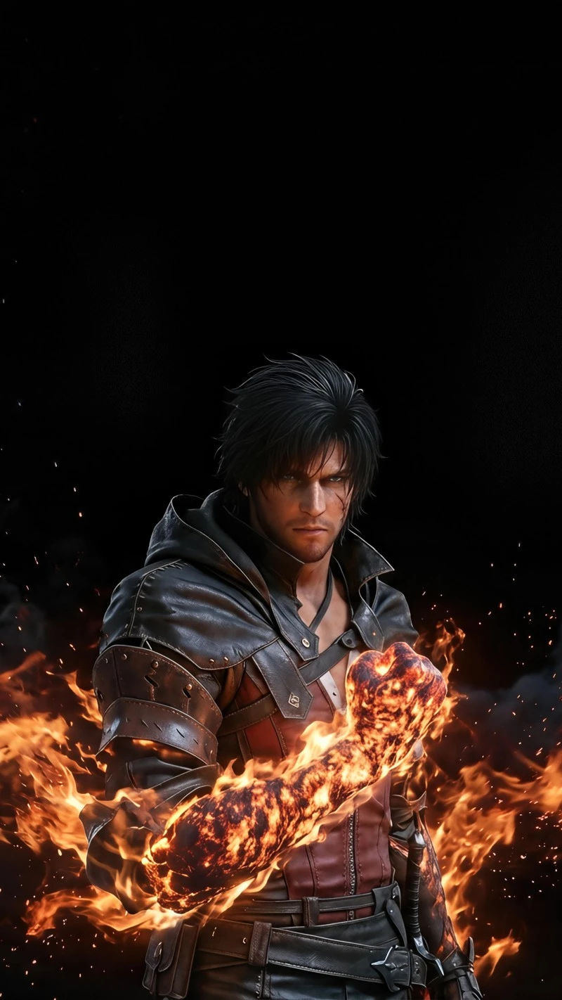 Fiery Male Warrior 4K Mobile Wallpaper