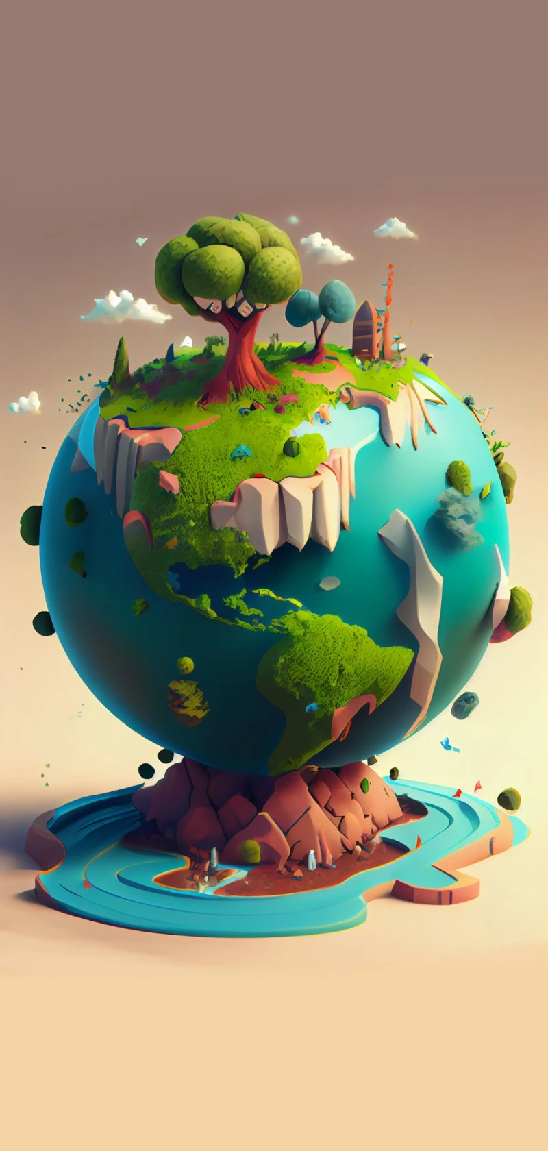 Stylized Earth 4K Mobile Wallpaper