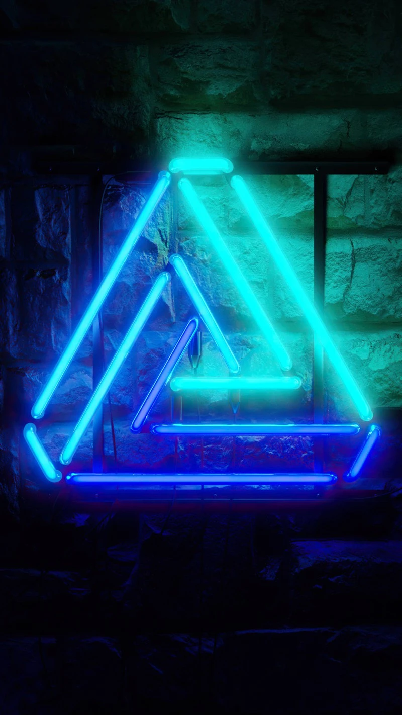 Interlocking Neon Triangles 4K Mobile Wallpaper