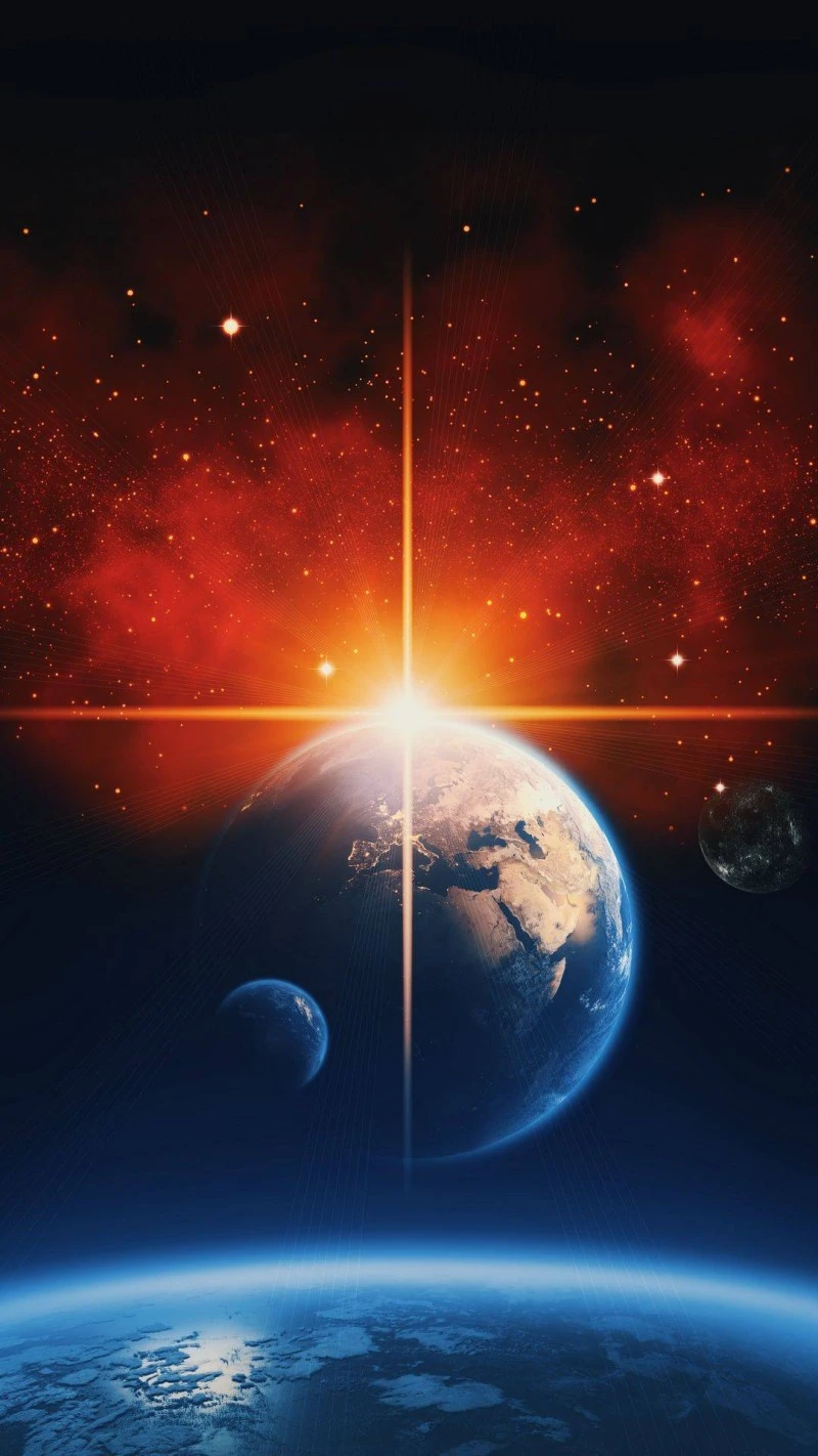 Earth's Cosmic Alignment 4K Mobile Wallpaper