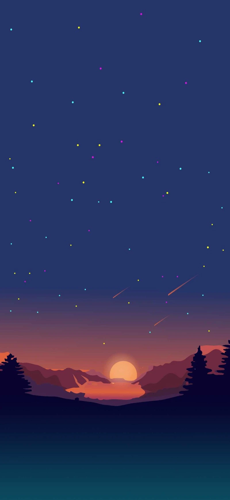 Starry Night Landscape 4K Mobile Wallpaper