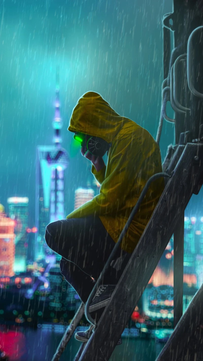 Rainy Cityscape 4K Mobile Wallpaper