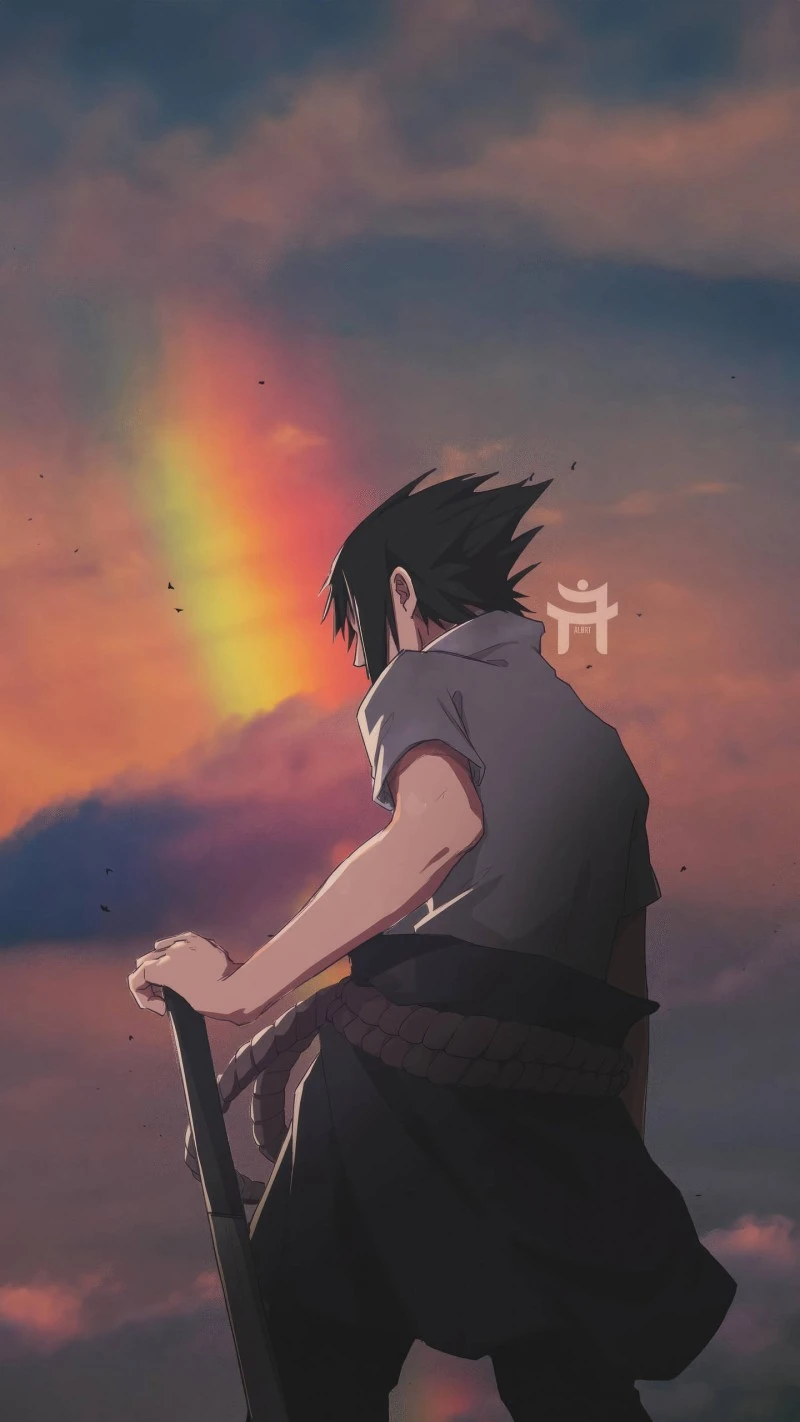 Sasuke Uchiha at Sunset 4K Mobile Wallpaper