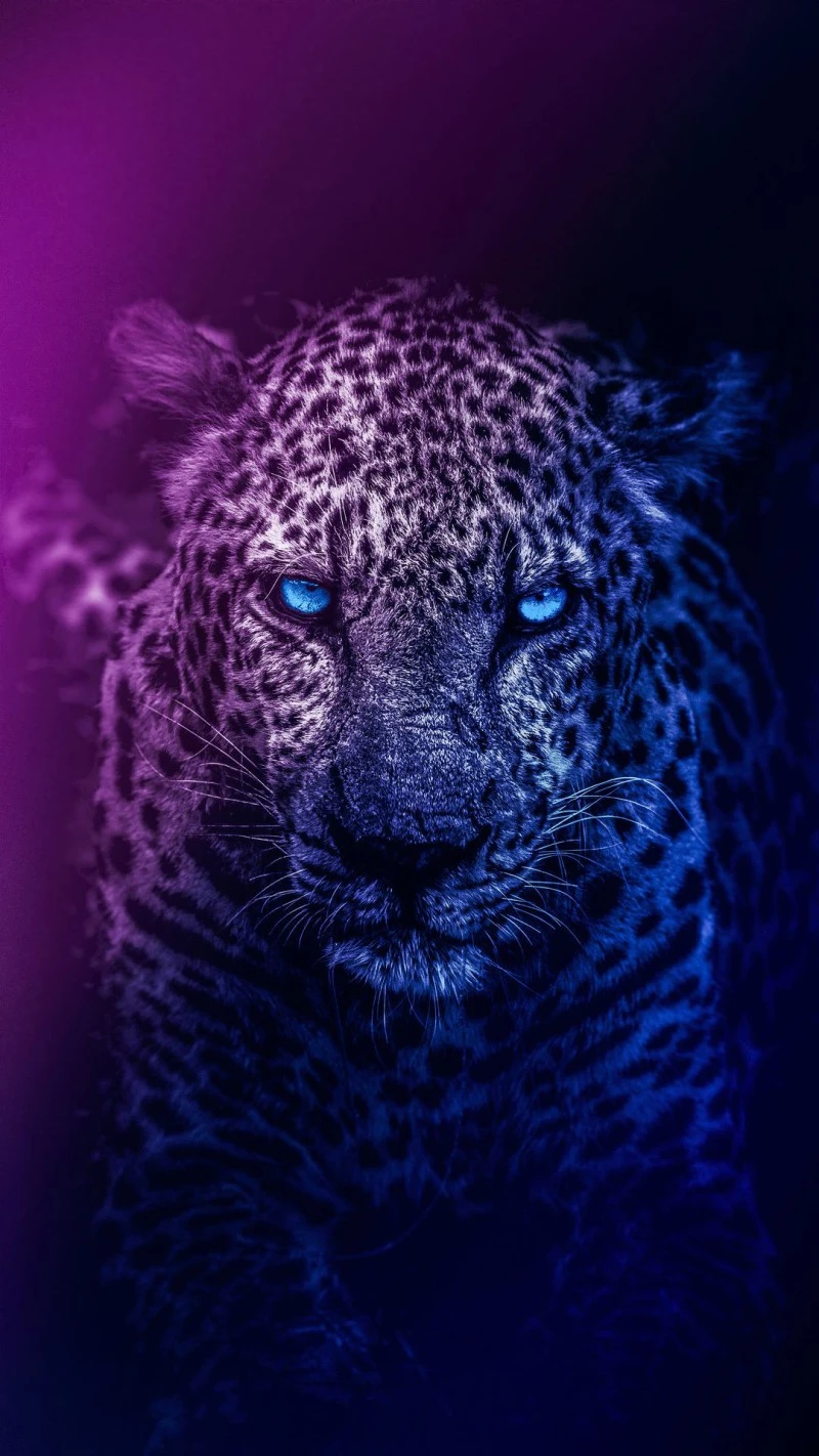 Neon Leopard 4K Mobile Wallpaper