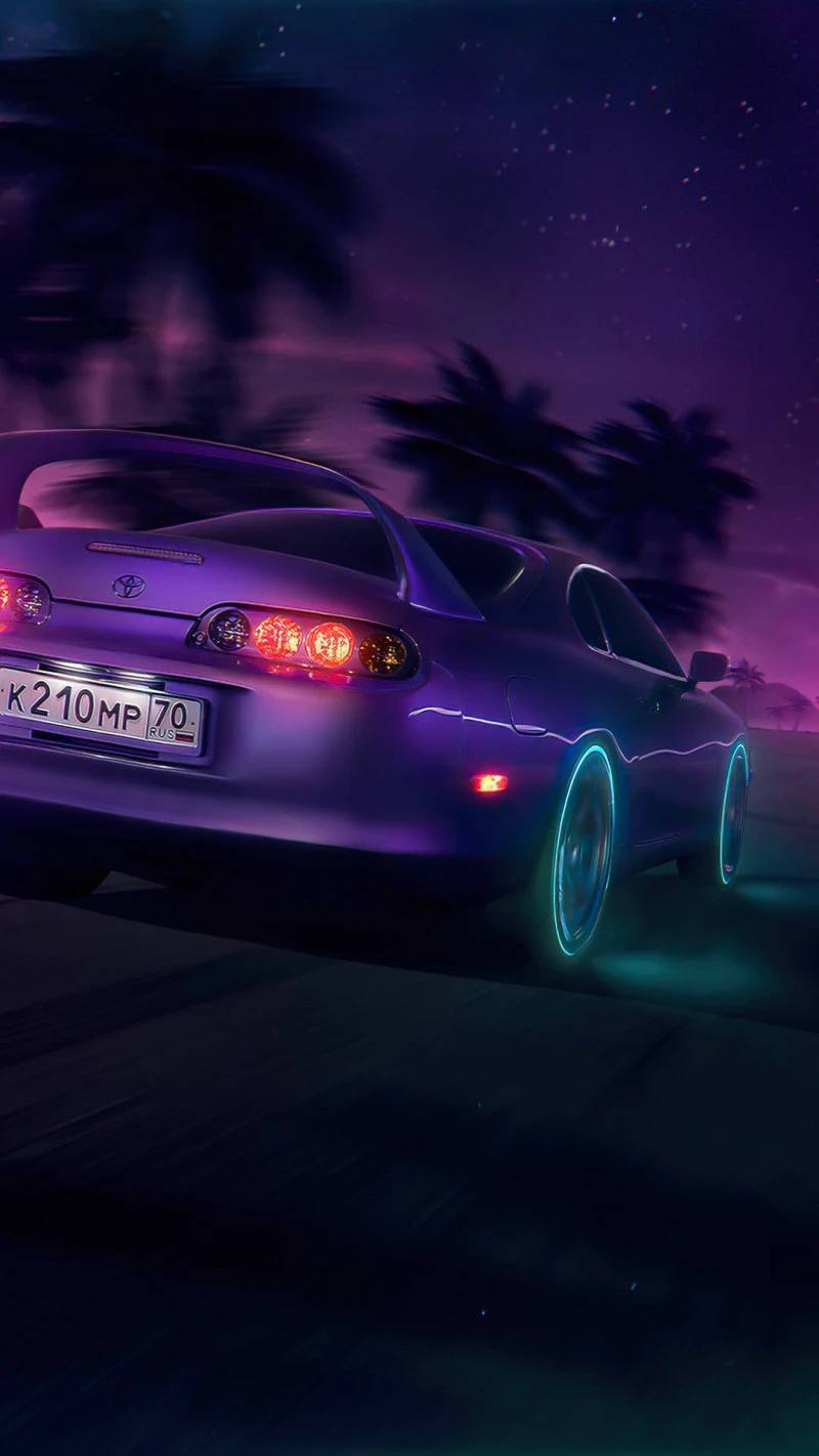 Neon Supra Night Cruise 4K Mobile Wallpaper
